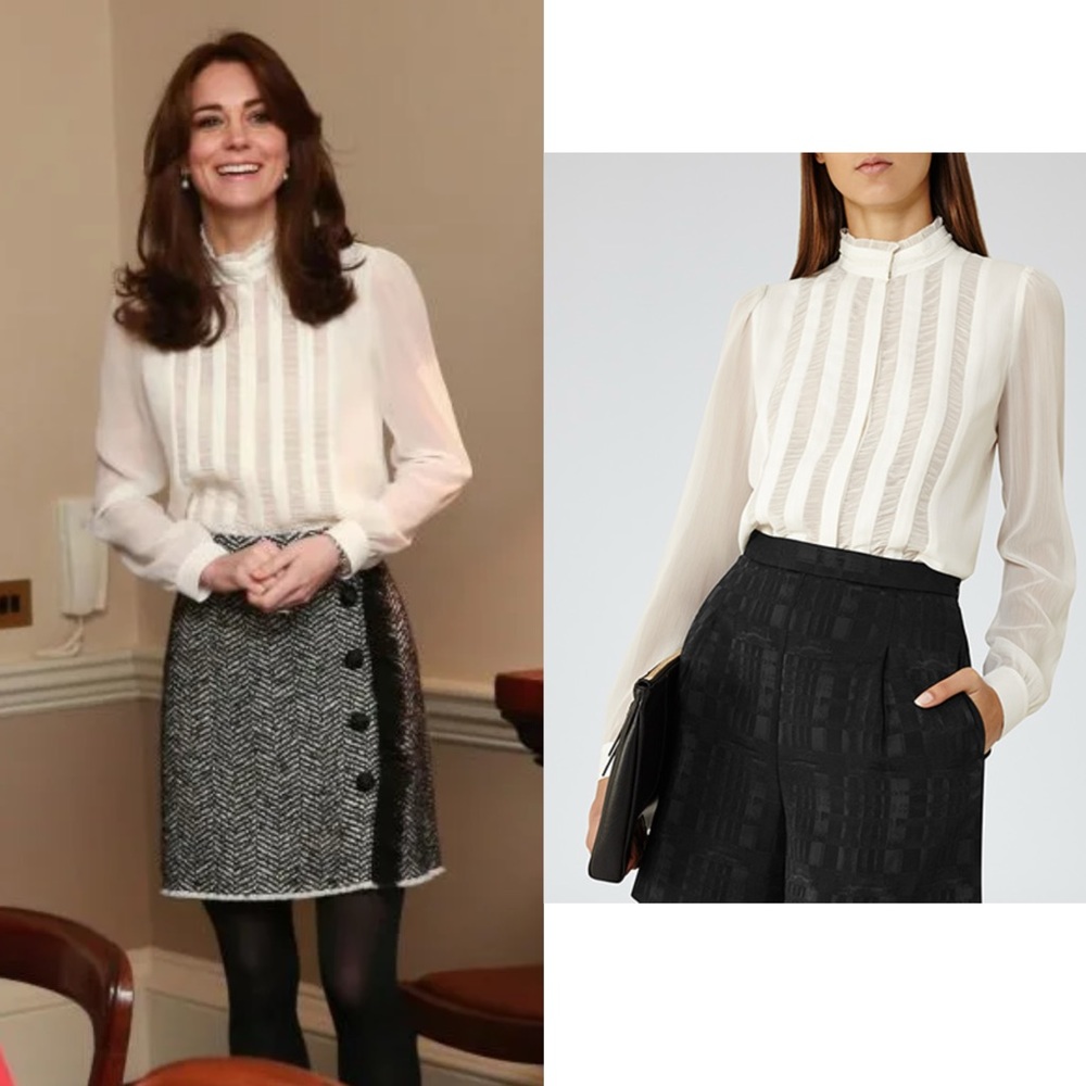 Reiss Vinnie High Neck Blouse US 4 UK 8 - Kate Middleton
